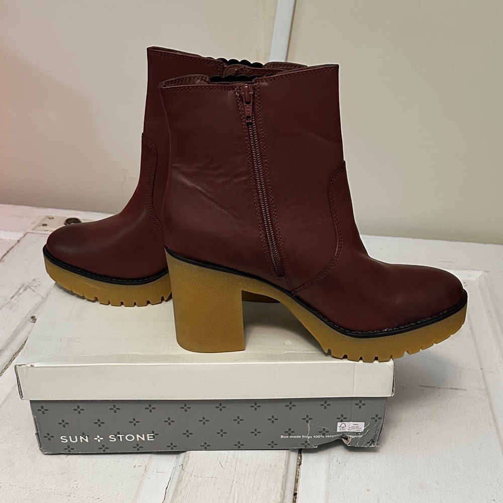 Sun + Stone Women's Mahogany Heeled Boots - Picture 4 of 6